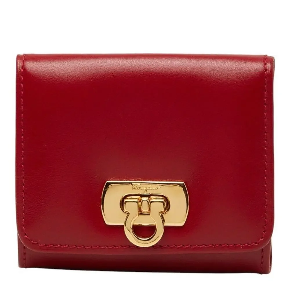 Salvatore Ferragamo Gancini Coin Case Red Gold Plated